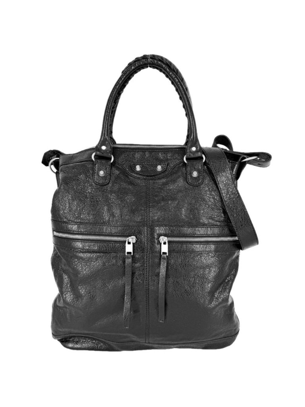 Balenciaga 2-Way Classic Square Shoulder Bag Crossbody Leather Black Silver